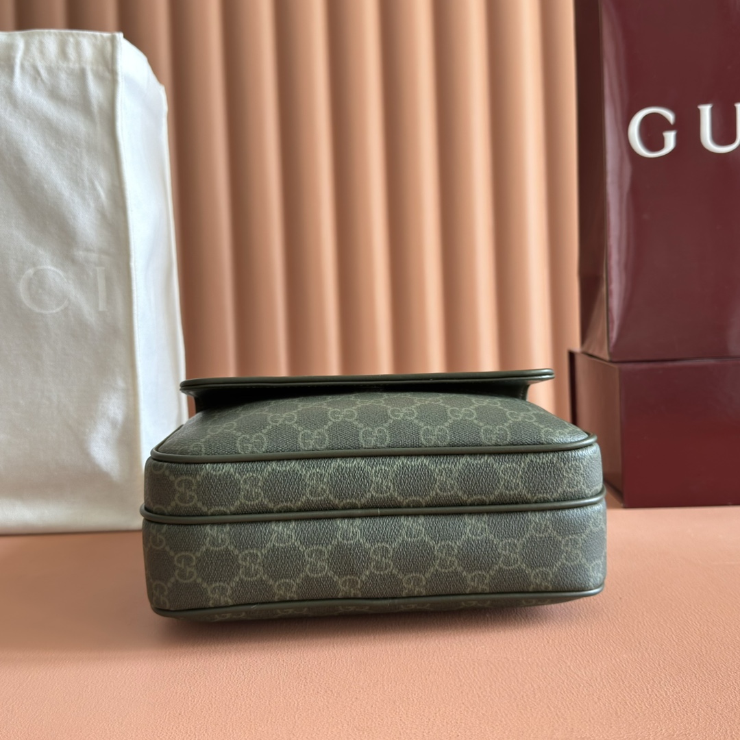 Gucci Small Messenger Bag in Green GG Coated Canvas with Leather Trim 5 i1756977533 5500 6