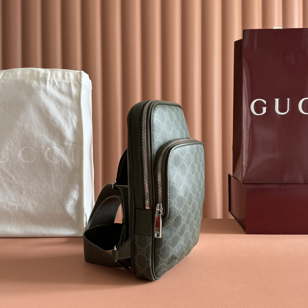 Gucci Supremee Canvas Messenger Bag - Forest Green Leather Trim - Model 822073 4 i1756977557 1212 3