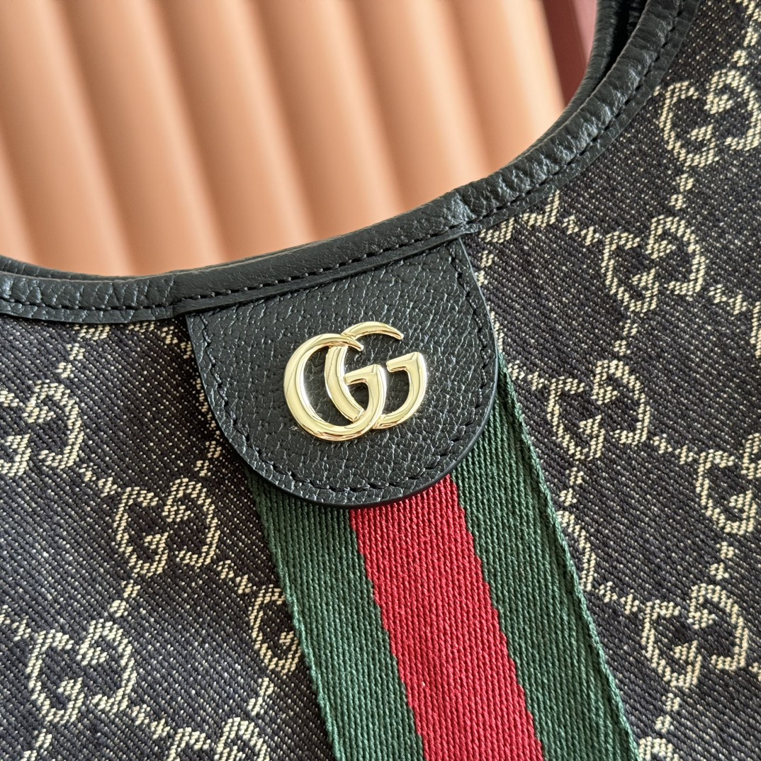 Gucci Giglio GG Supreme brown with green-red-green stripe tote everyday