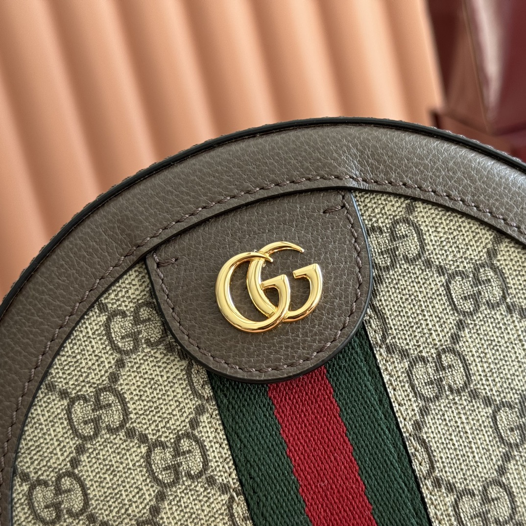 Gucci Ophidia Beige Ebony GG Supreme with brown leather trim 18x18x4 5cm crossbody everyday