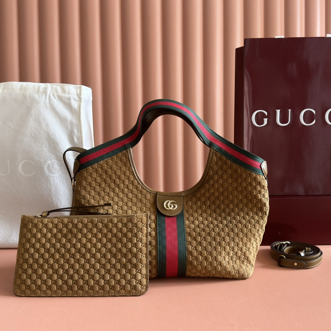 Gucci Giglio Small Tote Bag - Beige and Brown, Signature Canvas