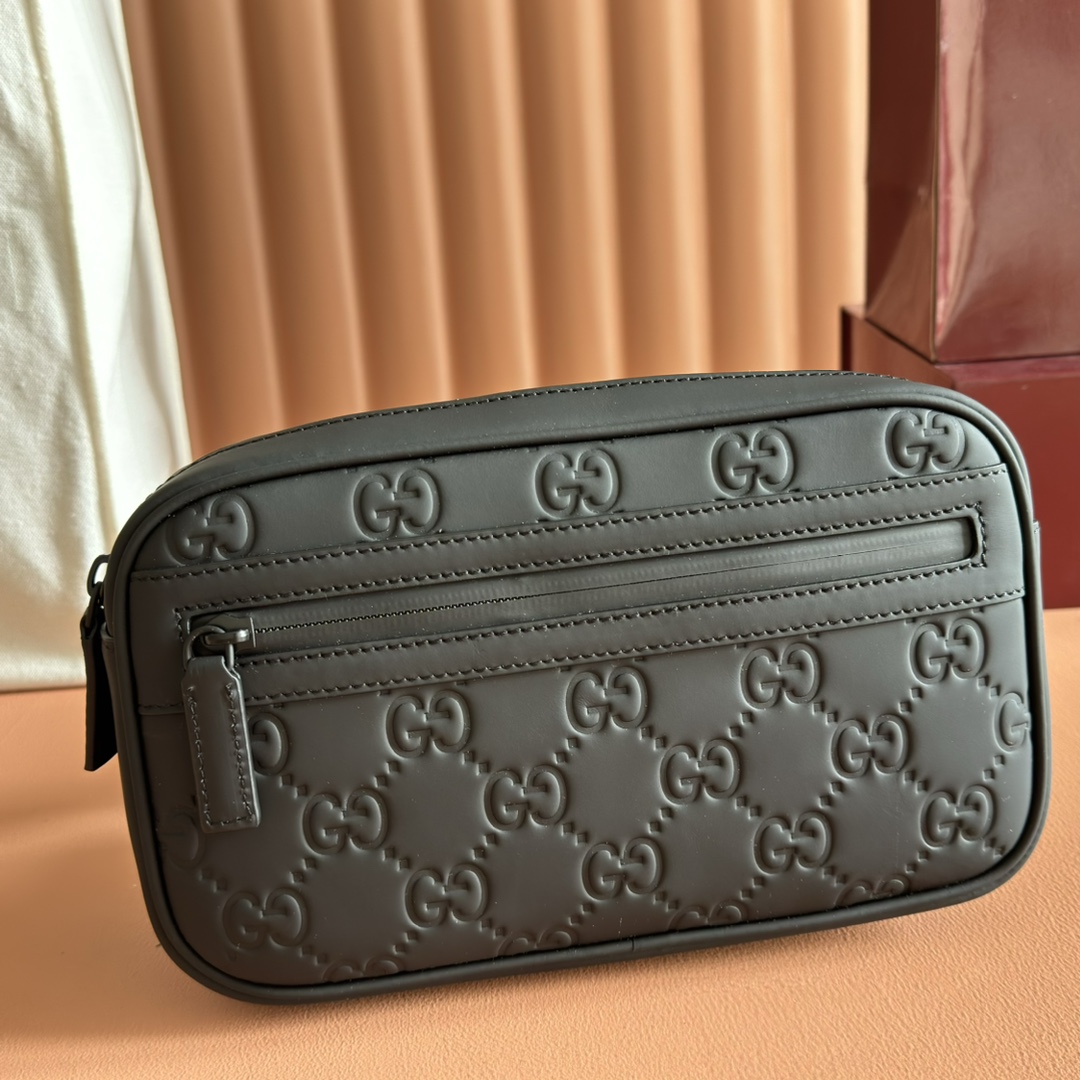 Gucci 771422 AAC4F 1000 Black GG embossed leather crossbody