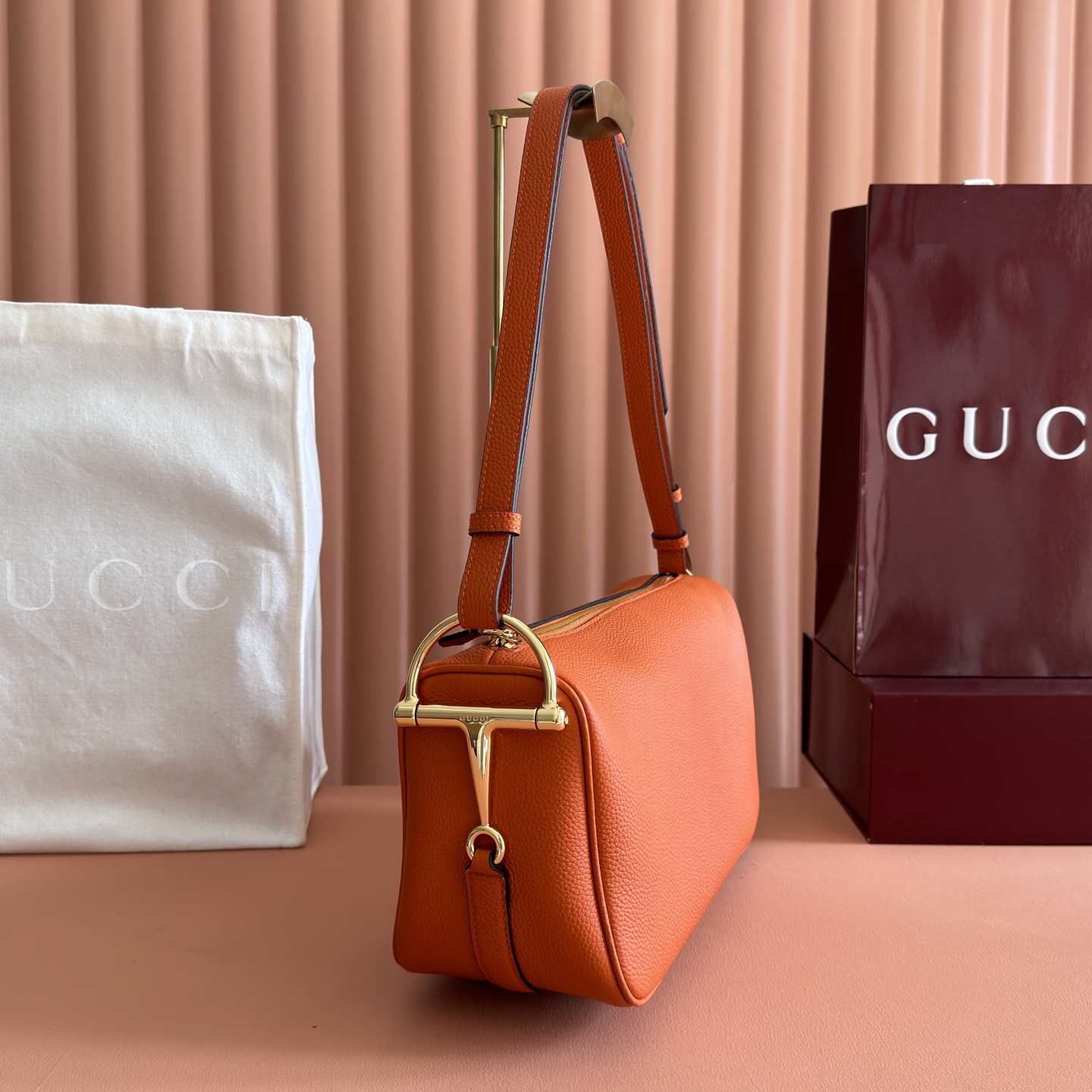 Gucci Half Horsebit Orange leather shoulder everyday