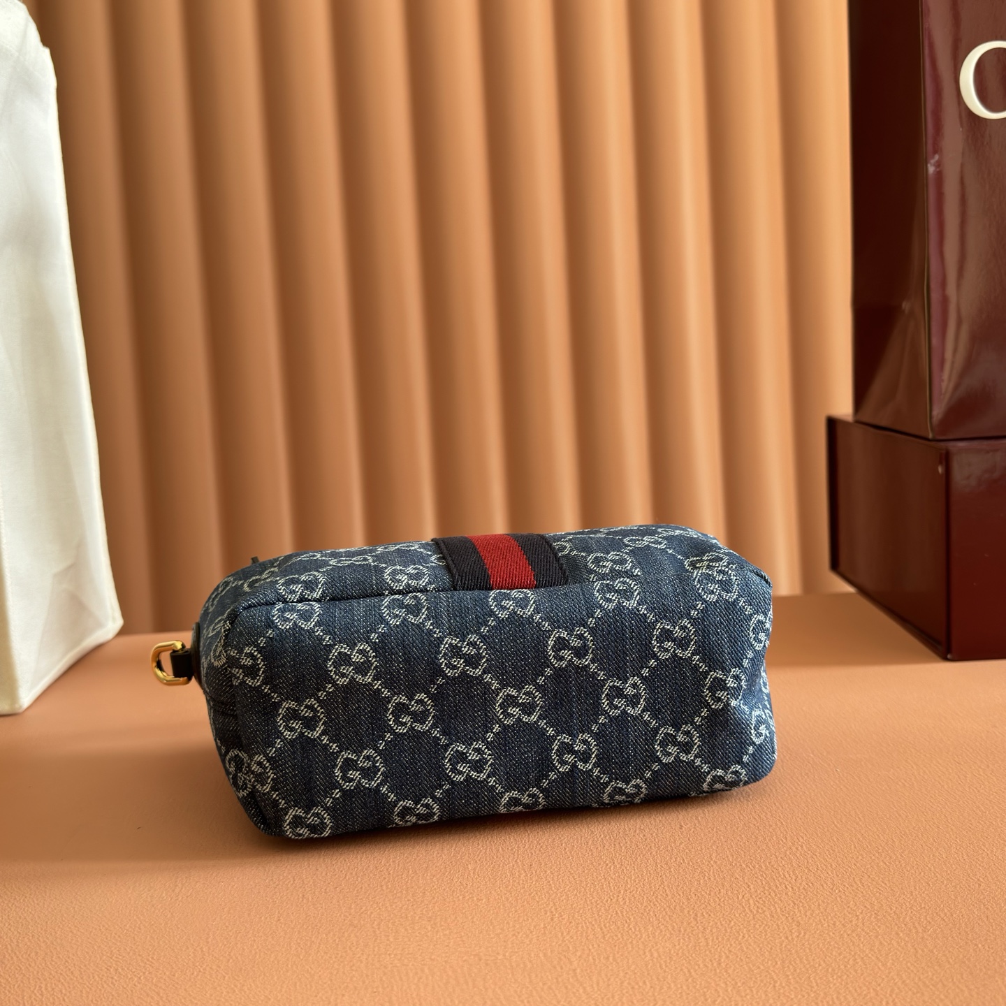 Gucci Blue denim GG with Web stripe shoulder everyday