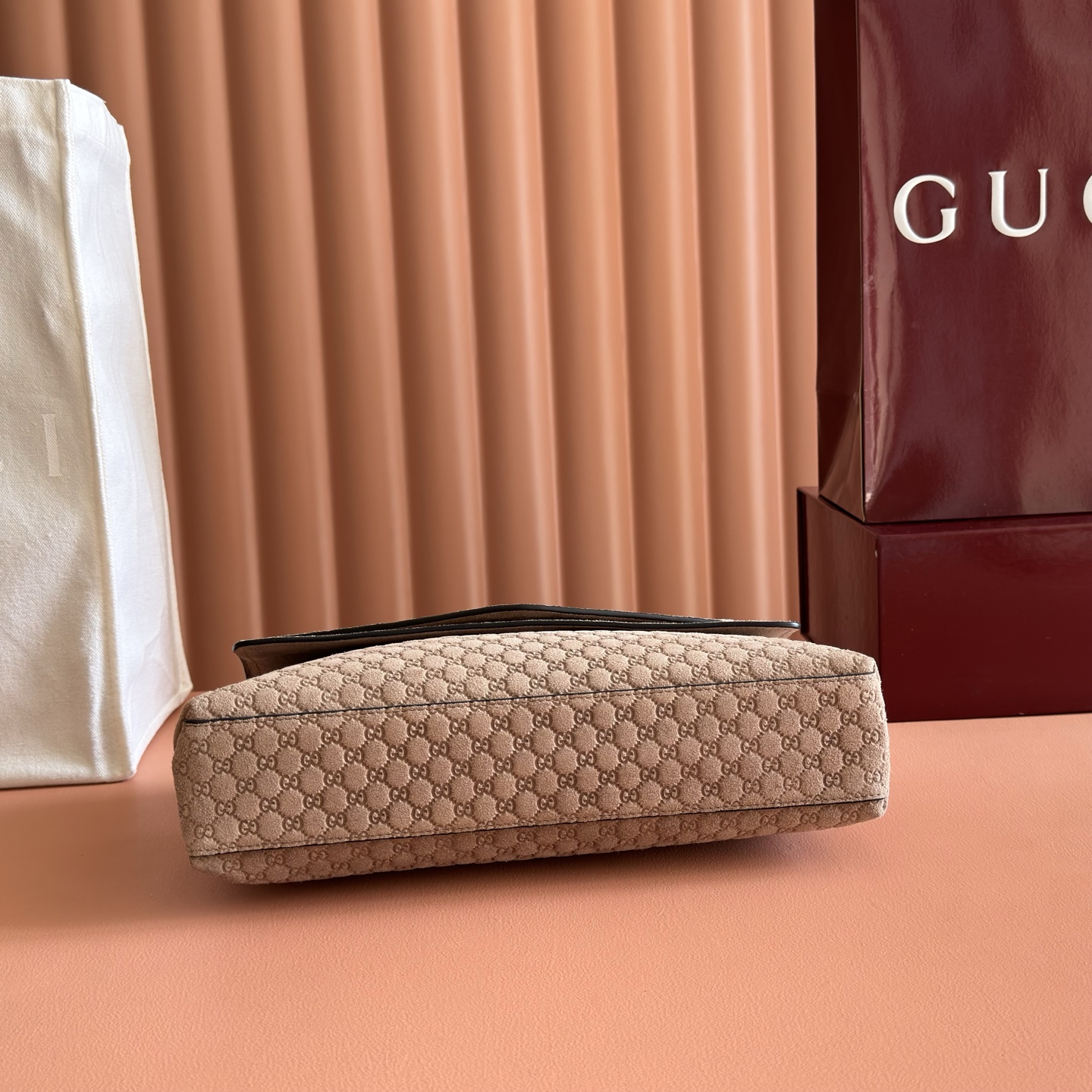 Gucci Beige GG monogram suede shoulder everyday
