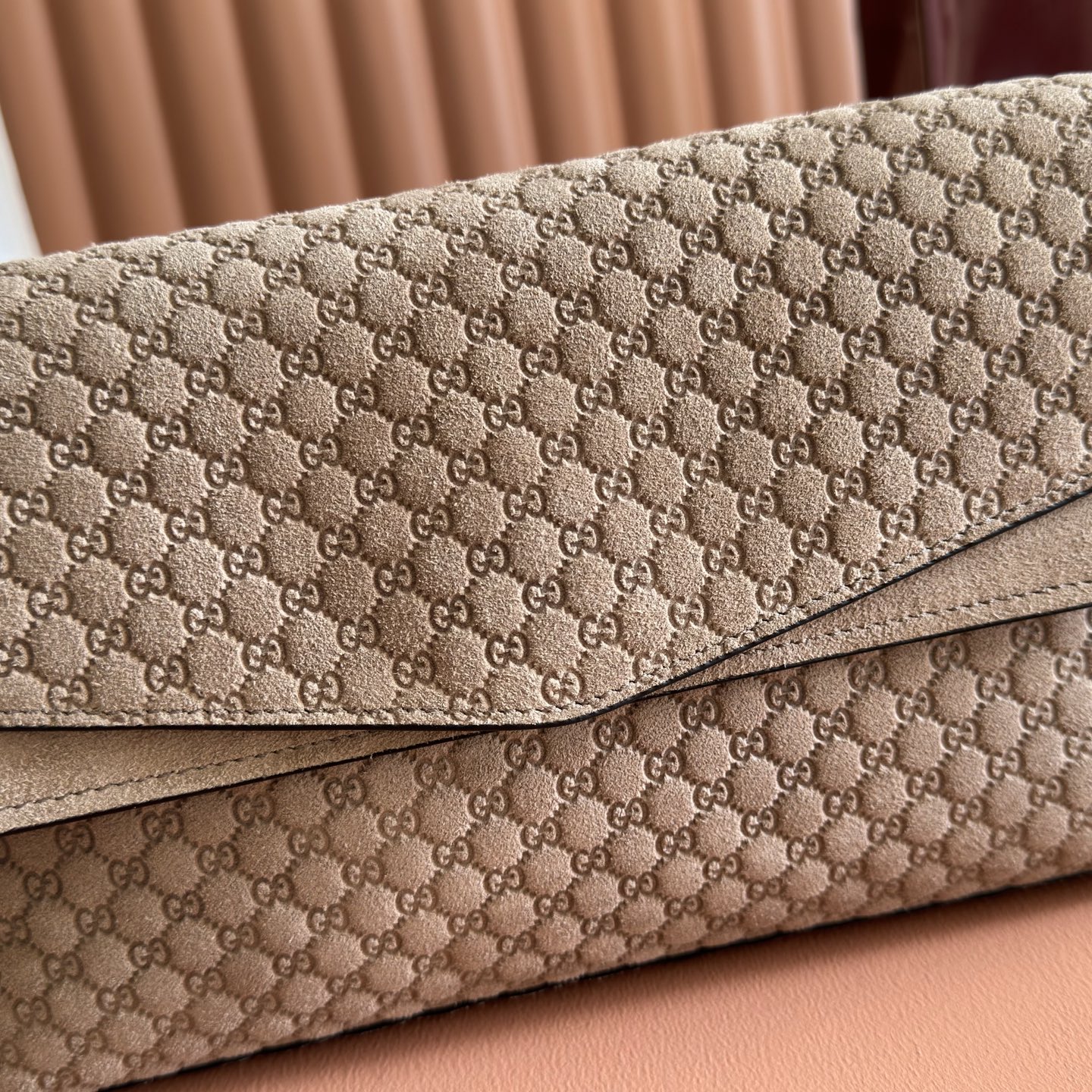 Gucci Beige GG monogram suede shoulder everyday