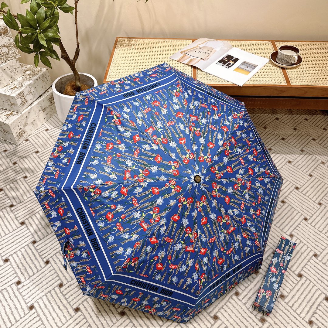 DIOR迪奥2024新款三折自动折叠晴雨伞时尚原单代工品质细节精致看得见的品质打破一成不变色泽纯正艳丽！