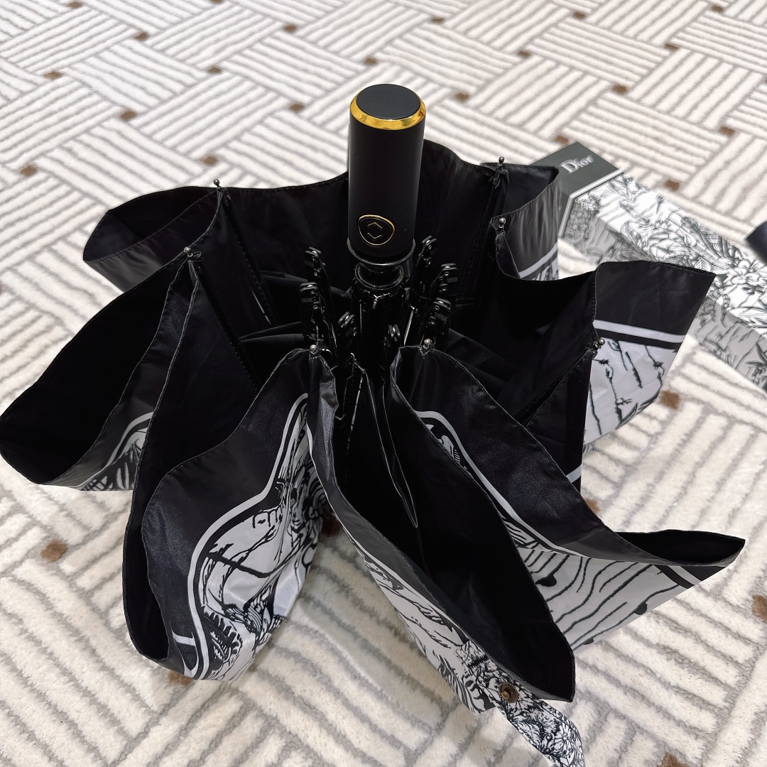 DIOR迪奥2024新款田野花香三折自动折叠晴雨伞时尚原单代工品质细节精致看得见的品质打破一成不变色泽纯