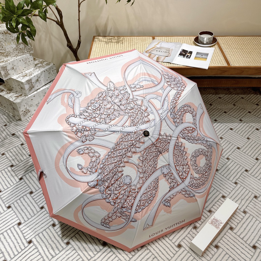 LOUISVUITTON路易威登龙年限定升级版Monogram印花雨伞2024顶级之作夺目的图案奢华与简