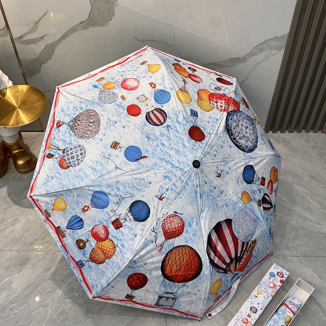 LouVuitton路易威登热气球2024夏季新款全自动折叠晴雨伞黑色涂层防晒有效阻隔紫外线99%UPF