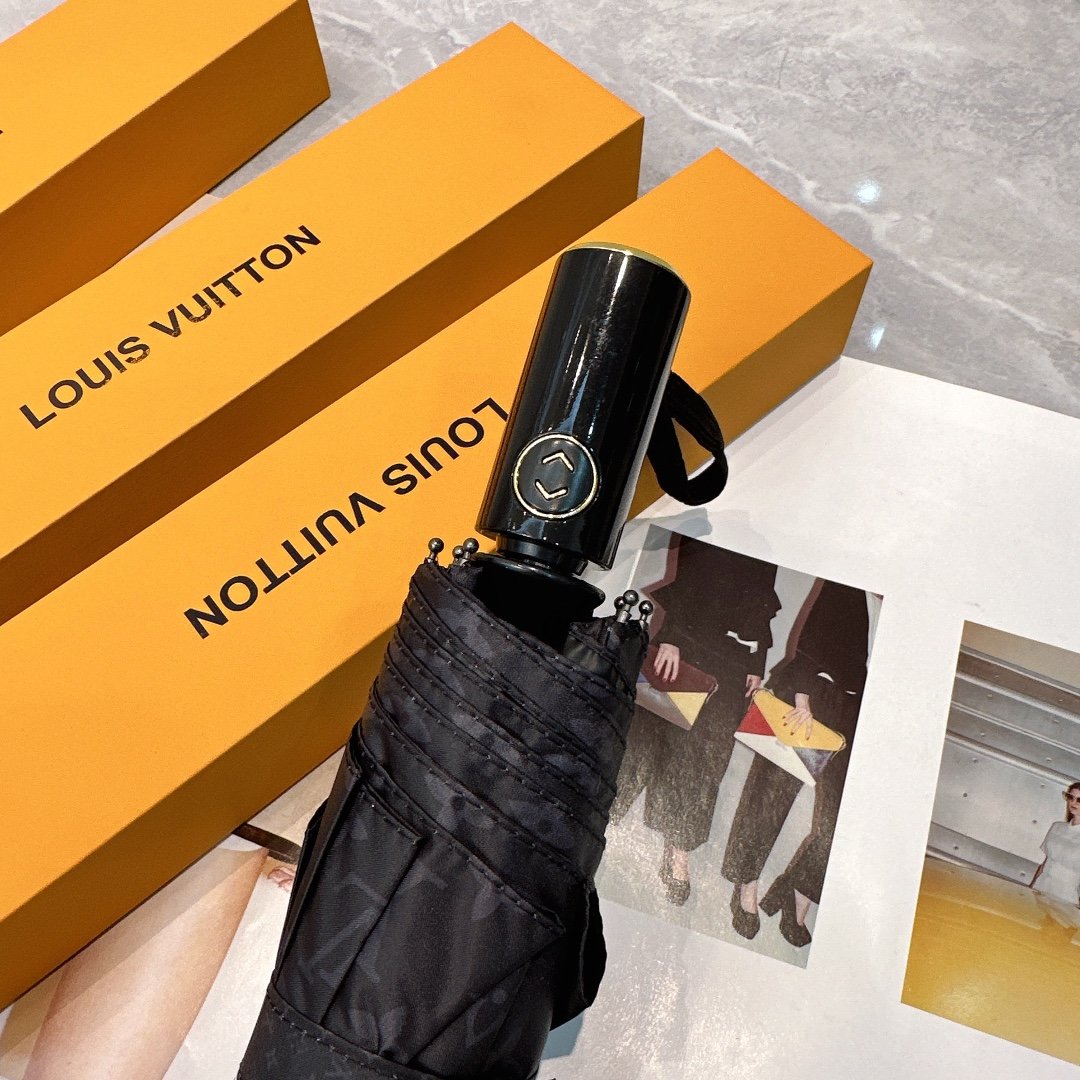 LouVuitton路易威登布偶兔2024夏季新款全自动折叠晴雨伞黑色涂层防晒有效阻隔紫外线99%UPF