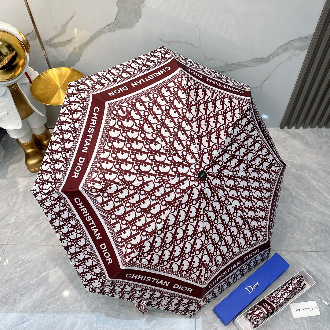 Dior迪奥2024新款爆款三折自动折叠晴雨伞选用台湾进口UV防紫外线伞布原单代工级品质