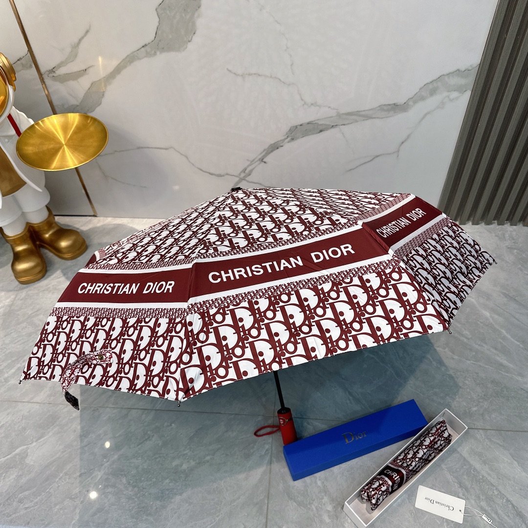 Dior迪奥2024新款爆款三折自动折叠晴雨伞选用台湾进口UV防紫外线伞布原单代工级品质