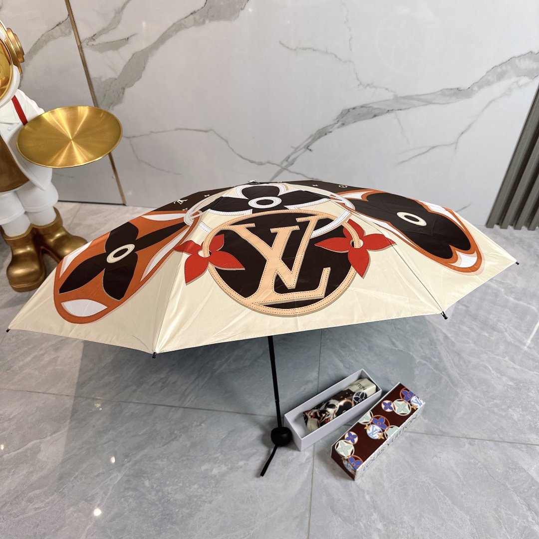 LouVuitton路易威登2024新款五折折叠晴雨伞时尚原单代工品质细节精致看得见的品质打破一成不变色