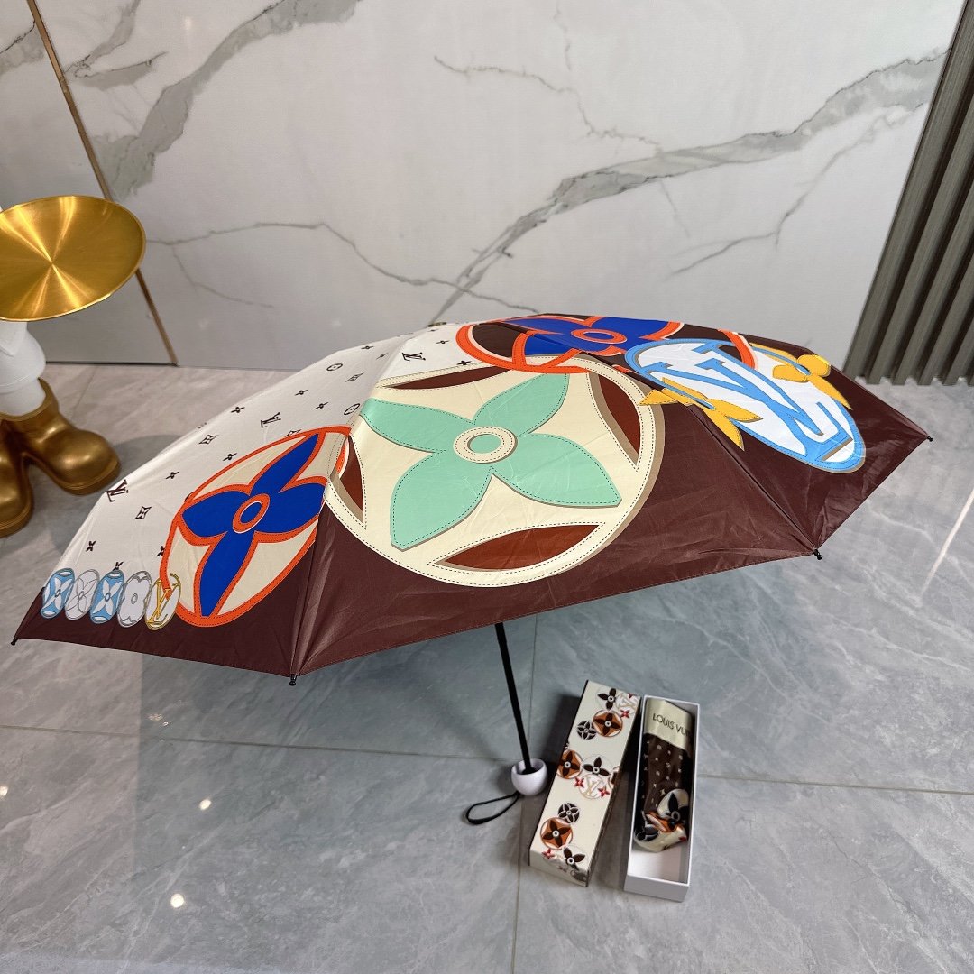 LouVuitton路易威登2024新款五折折叠晴雨伞时尚原单代工品质细节精致看得见的品质打破一成不变色