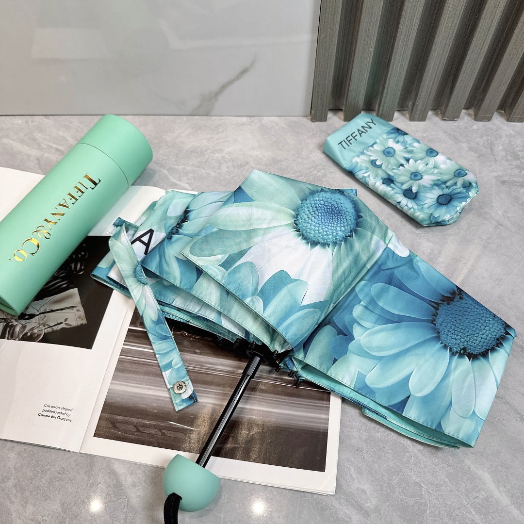 Tiffany蒂芙尼自然2024新款五折折叠晴雨伞时尚原单代工品质细节精致看得见的品质打破一成不变色泽纯