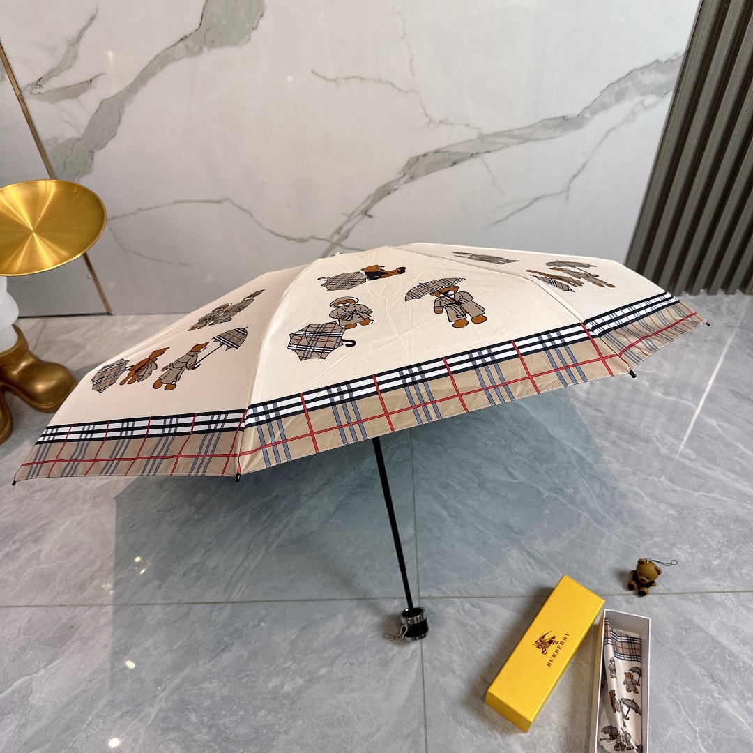 BURBERRY巴宝莉熊仔2024新款五折折叠晴雨伞时尚原单代工品质细节精致看得见的品质打破一成不变色泽
