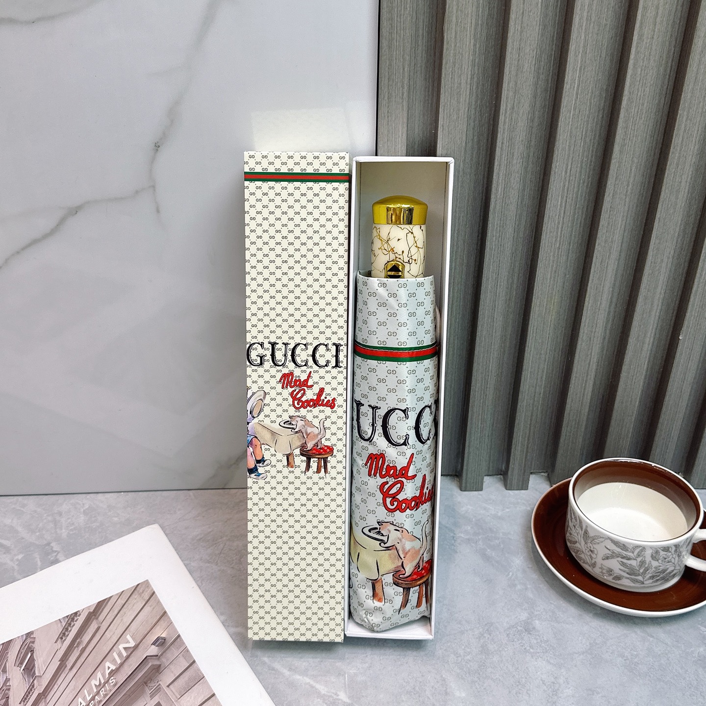  古驰Gucci 夏季新款 🔥🔥全自动折叠晴雨伞 
黑色涂层防晒有效阻隔紫外线99%，UPF>50 
所