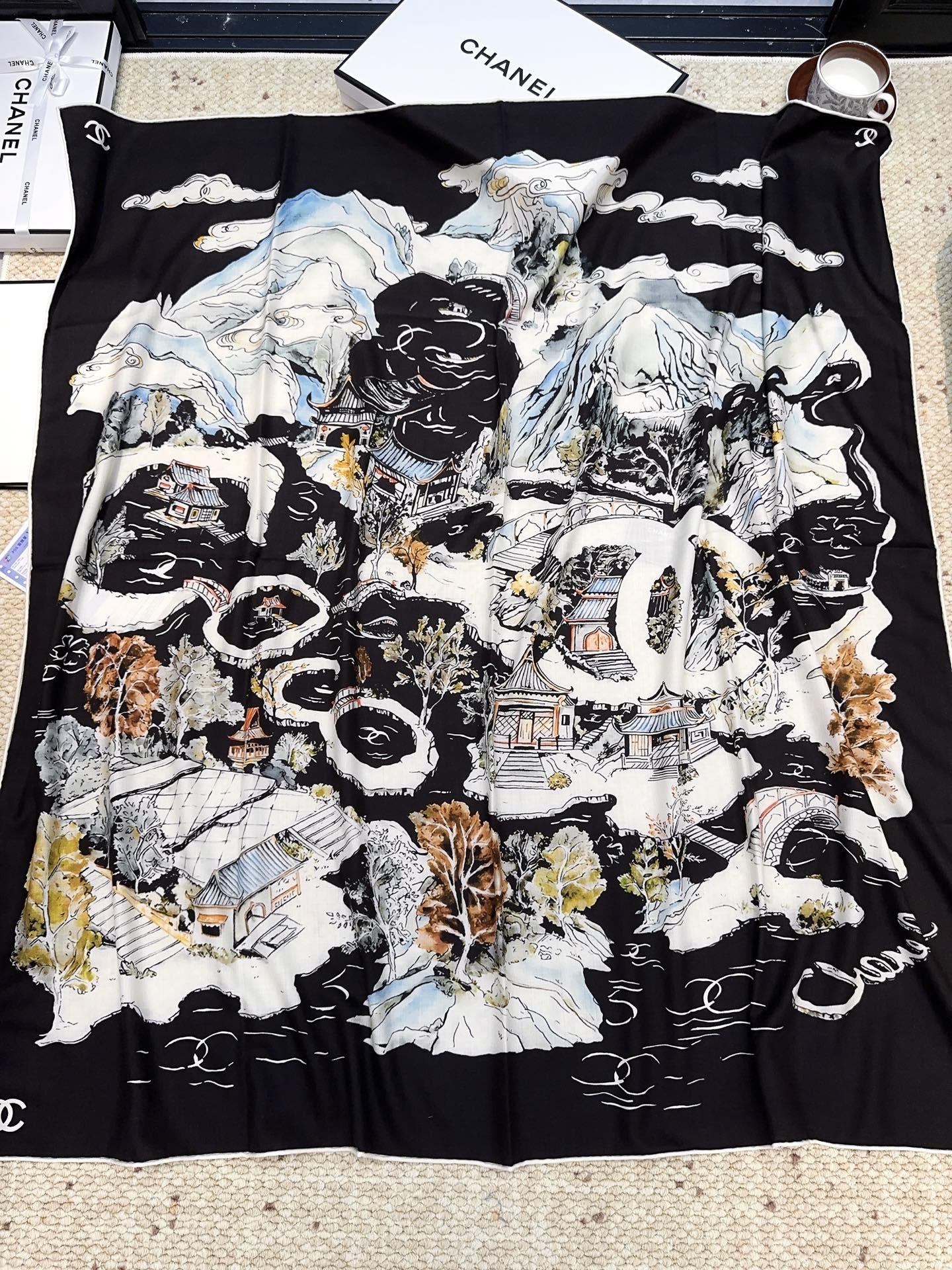 香奈儿上新❤️【Chanel】 经典茶花优雅Coco风,Chanel最新丝绒大方巾~气质到骨子里,香奶奶