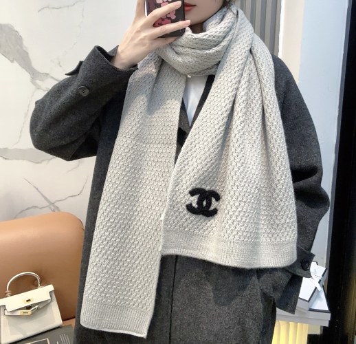 Chanel Knit Scarf - Soft Wool Cashmere Blend, Classic CC Logo, 175*30cm 1 Chanel Knit Scarf - Soft Wool Cashmere Blend, Classic CC Logo, 175*30cm