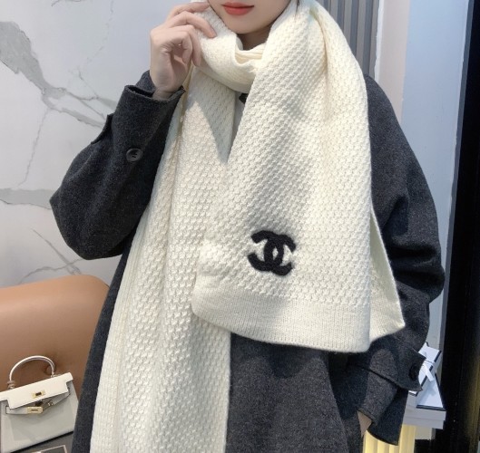 Chanel Wool-Cashmere Blend Knit Scarf - Luxurious, Soft & Stylish 1 Chanel Wool-Cashmere Blend Knit Scarf - Luxurious, Soft & Stylish