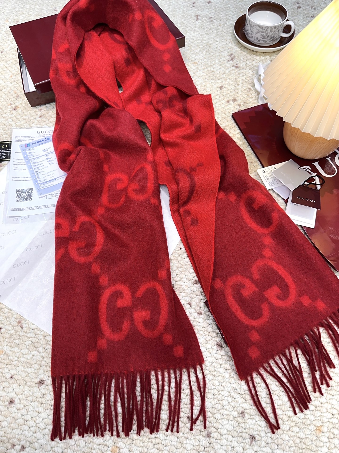 ✔️渠货：古驰（Gucci） 新款 大G双面羊绒围巾 Size：45*200cm 100%羊绒G家难得纯