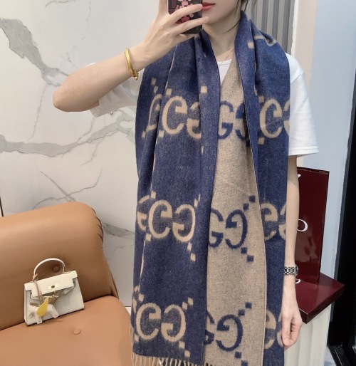 Gucci GG Jacquard Reversible Wool Scarf, 45 x 200 cm, Unisex Design 1 Gucci GG Jacquard Reversible Wool Scarf, 45 x 200 cm, Unisex Design