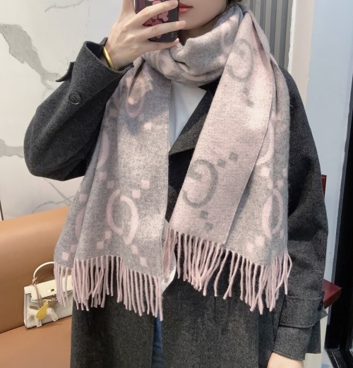 Gucci Double-Sided Cashmere Scarf with Iconic GG Pattern - 45 x 200 cm 1 Gucci Double-Sided Cashmere Scarf with Iconic GG Pattern - 45 x 200 cm