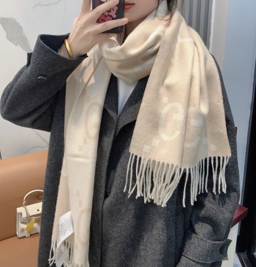 Gucci Double-Sided Cashmere Scarf with Large G Jacquard - 45 x 200cm 1 Gucci Double-Sided Cashmere Scarf with Large G Jacquard - 45 x 200cm