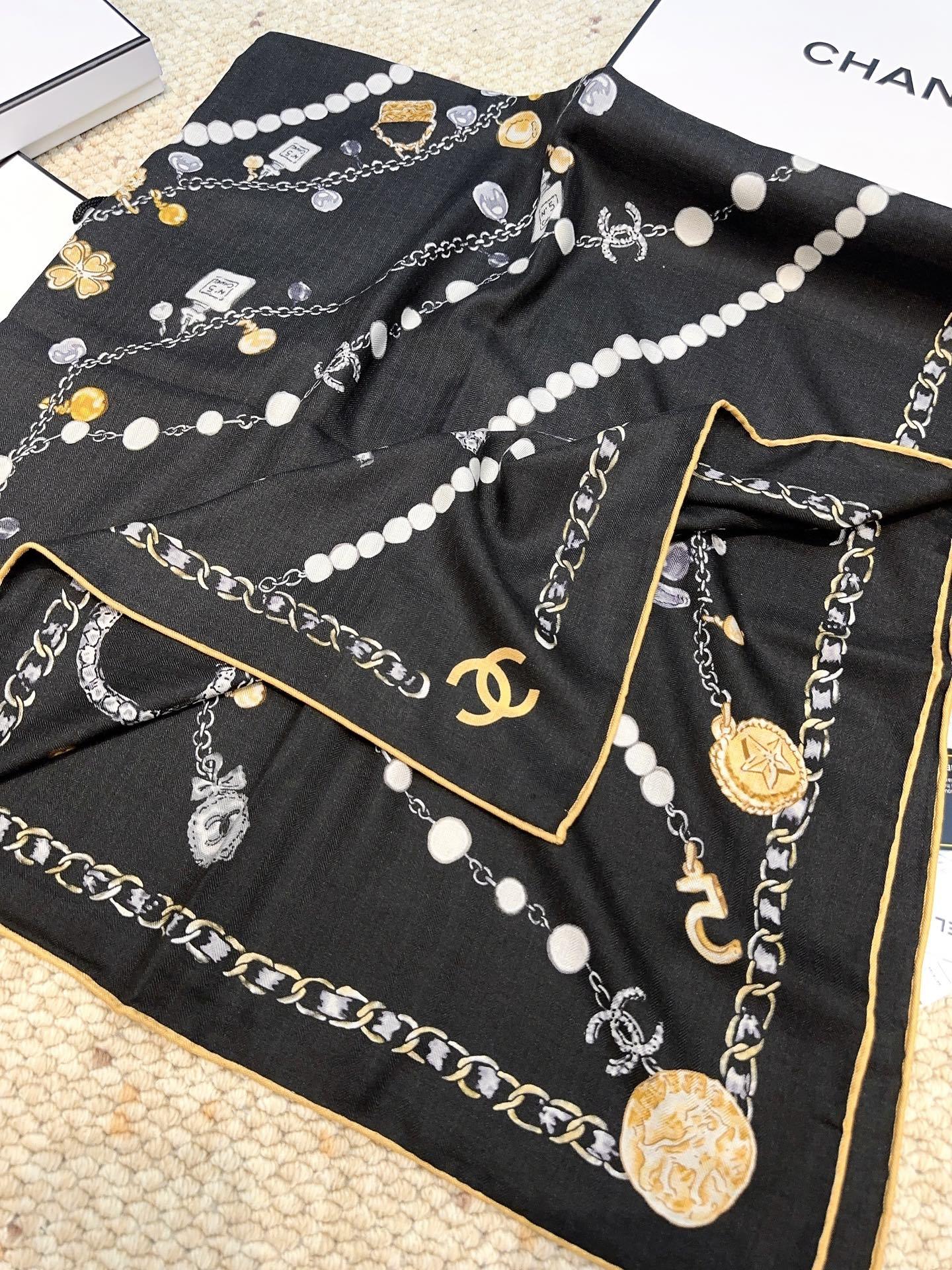 香奈儿(CHANEL)(珍珠项链)140*140上新❤️【真丝丝绒款】Chanel 【▪️温柔而娴静,l