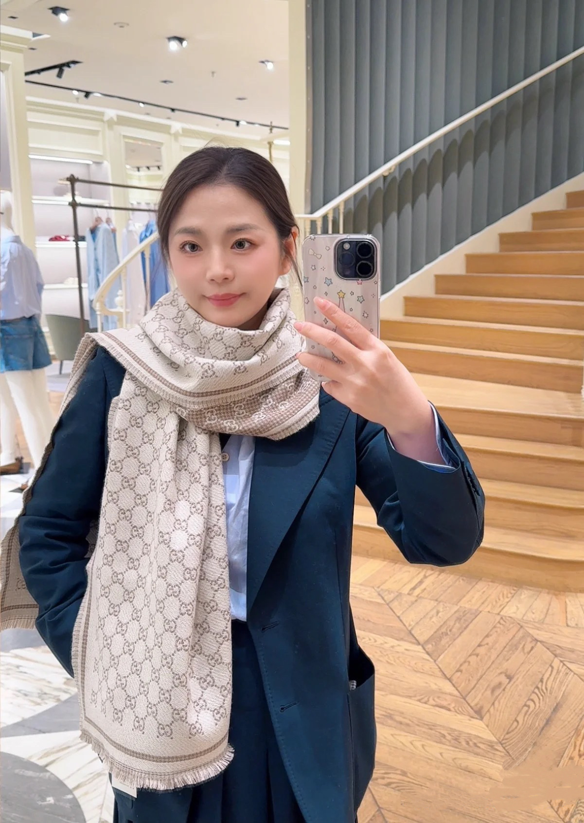 G家。【小G双面-▪️Gu秋冬新款，专柜主打的GG时髦复古双面羊毛围巾！！】Gu主打系列，太喜欢这样的调