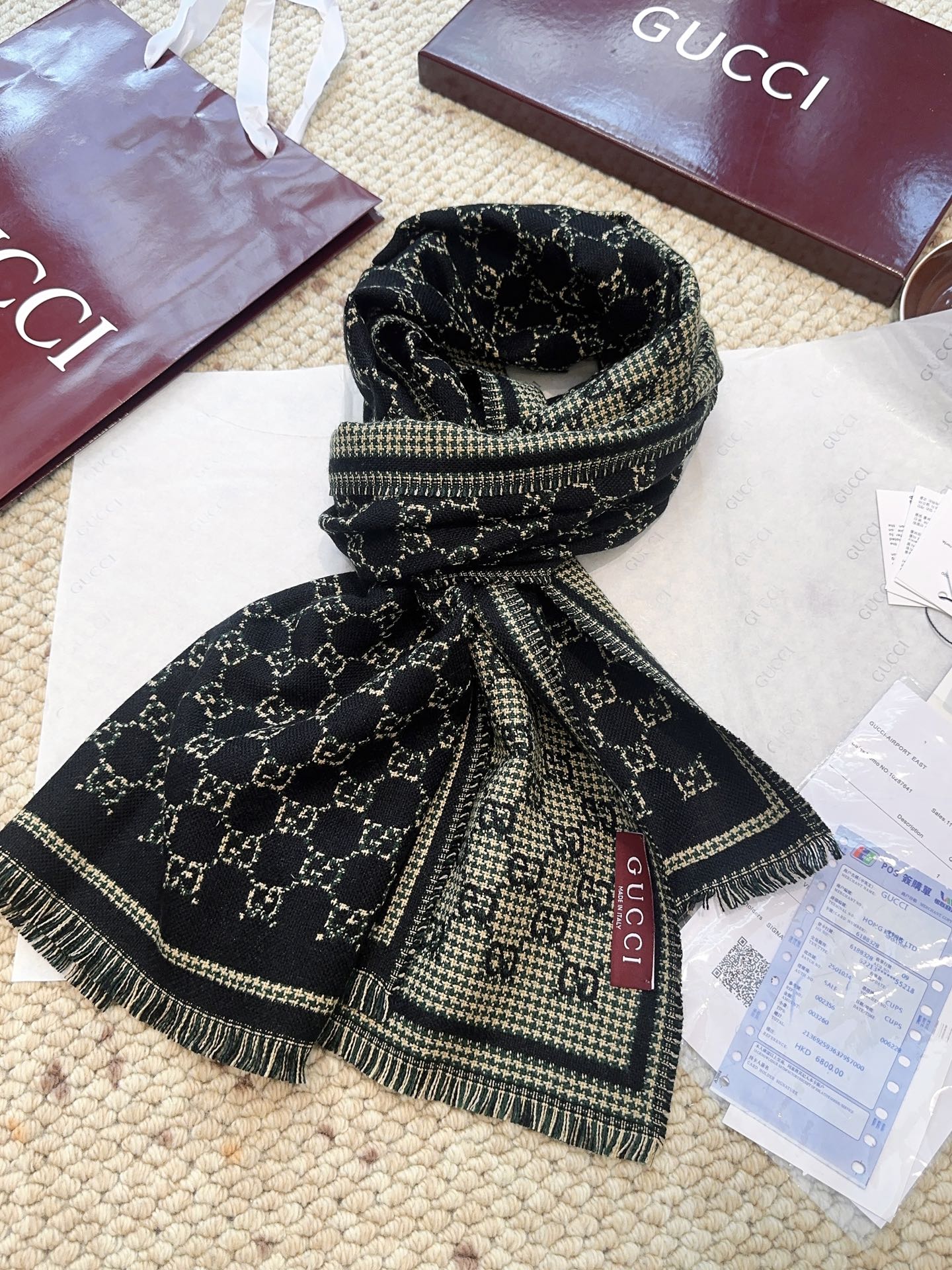 G家。【小G双面-▪️Gu秋冬新款，专柜主打的GG时髦复古双面羊毛围巾！！】Gu主打系列，太喜欢这样的调