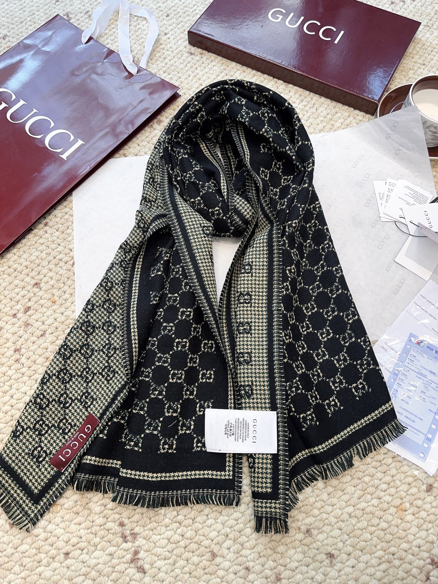 G家。【小G双面-▪️Gu秋冬新款，专柜主打的GG时髦复古双面羊毛围巾！！】Gu主打系列，太喜欢这样的调