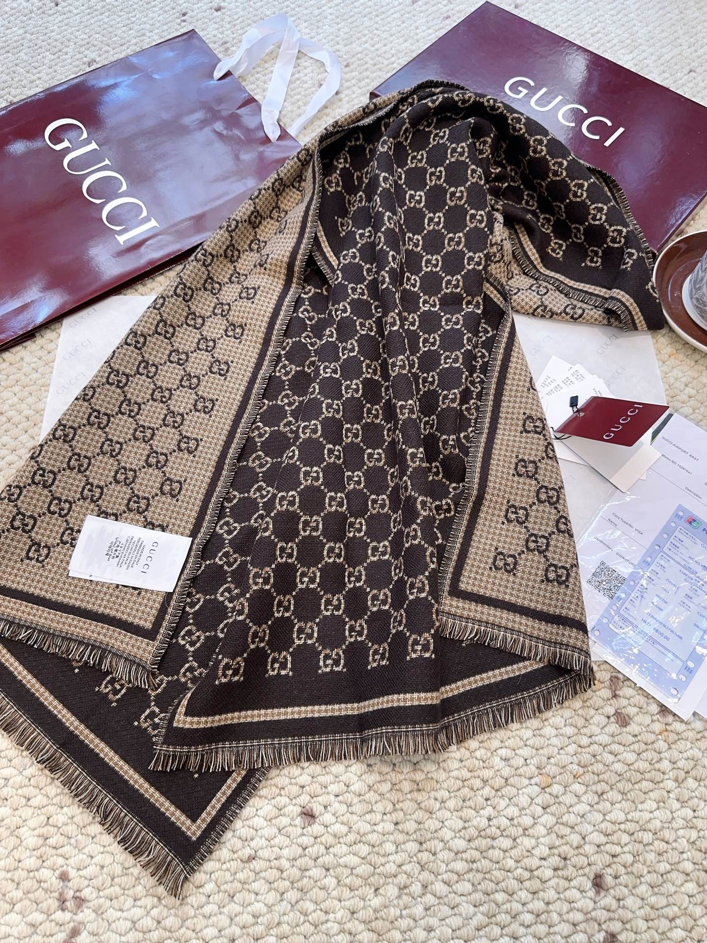 G家。【小G双面-▪️Gu秋冬新款，专柜主打的GG时髦复古双面羊毛围巾！！】Gu主打系列，太喜欢这样的调