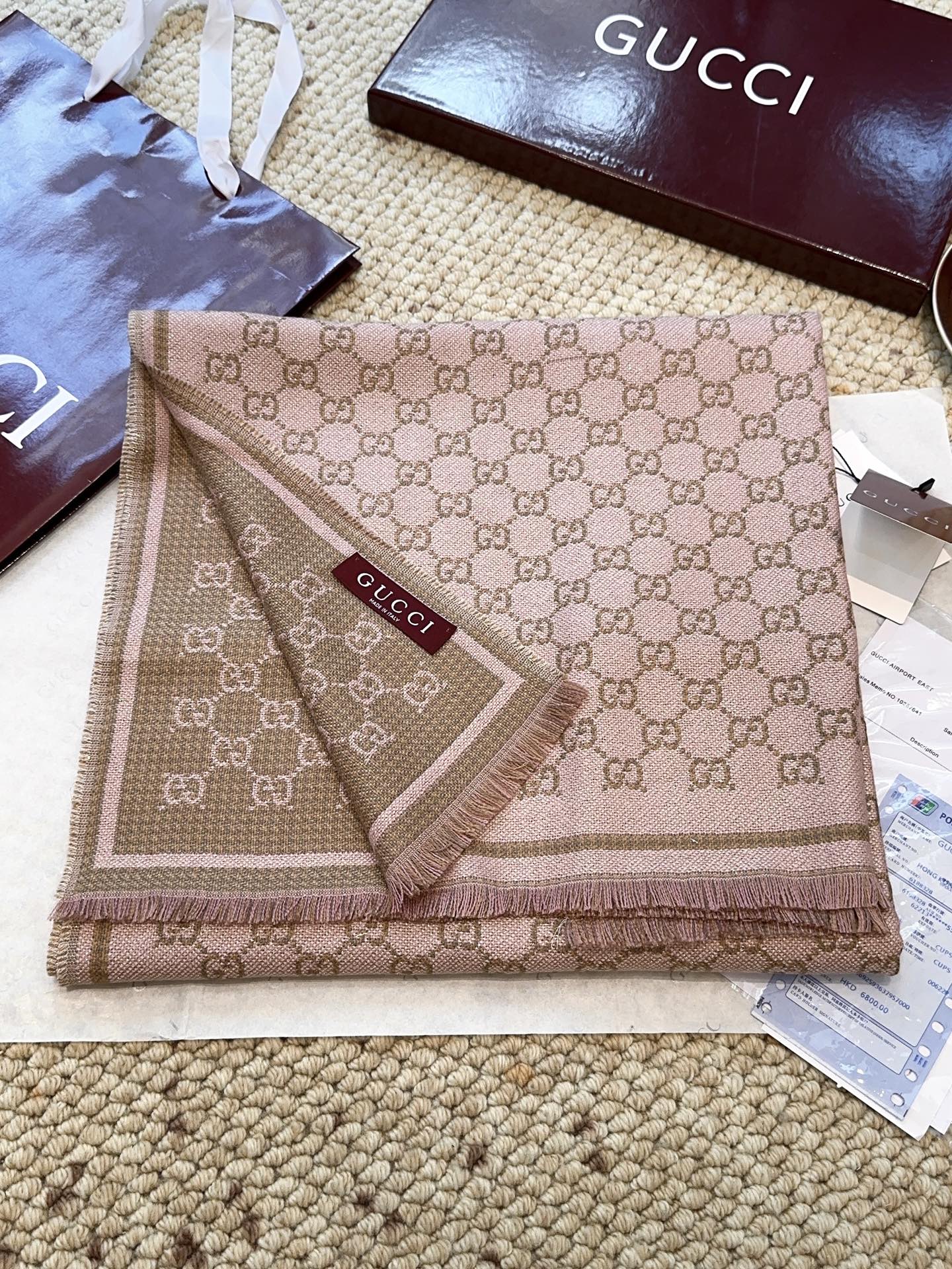 G家。【小G双面-▪️Gu秋冬新款，专柜主打的GG时髦复古双面羊毛围巾！！】Gu主打系列，太喜欢这样的调