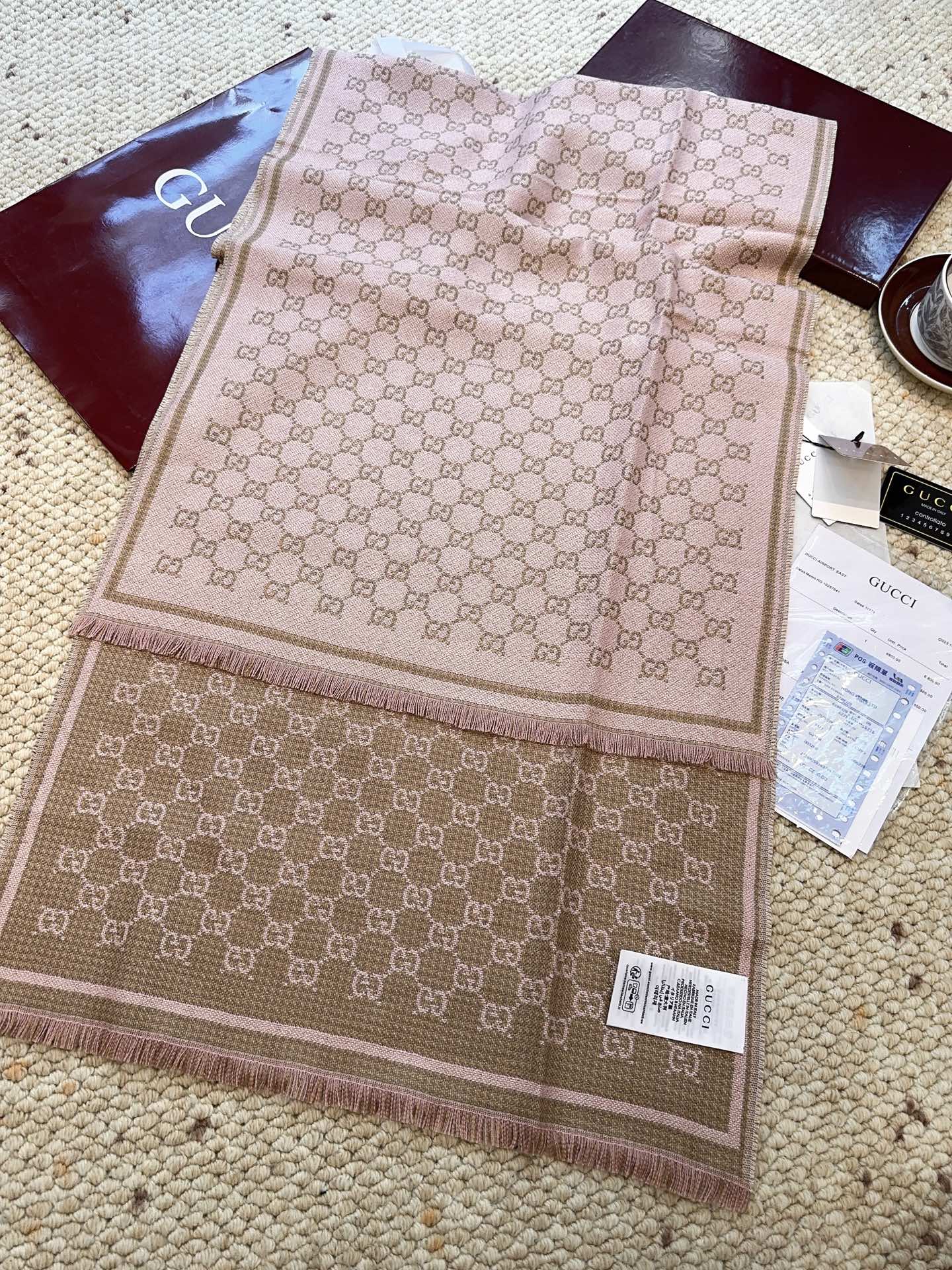 G家。【小G双面-▪️Gu秋冬新款，专柜主打的GG时髦复古双面羊毛围巾！！】Gu主打系列，太喜欢这样的调