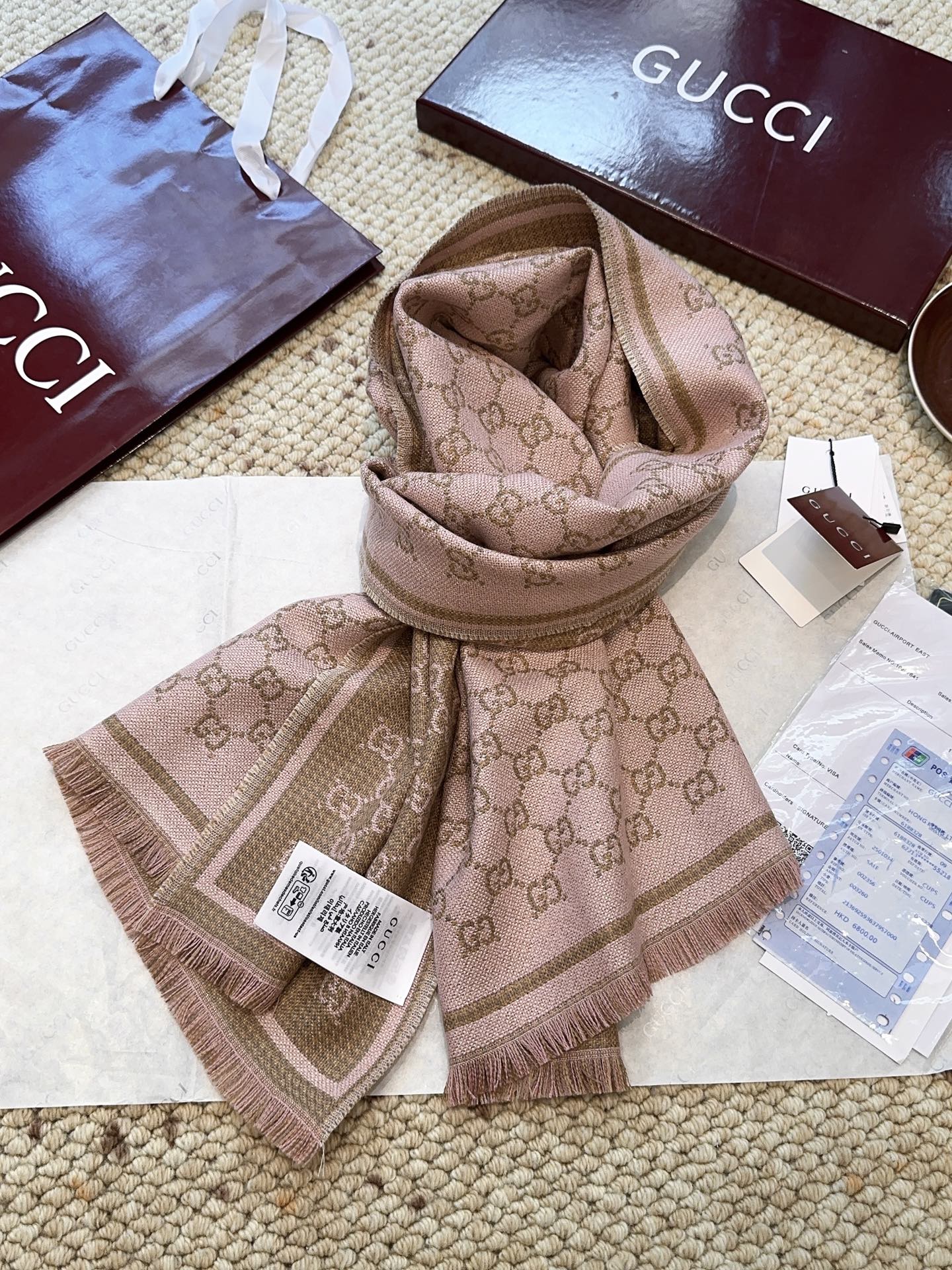 G家。【小G双面-▪️Gu秋冬新款，专柜主打的GG时髦复古双面羊毛围巾！！】Gu主打系列，太喜欢这样的调