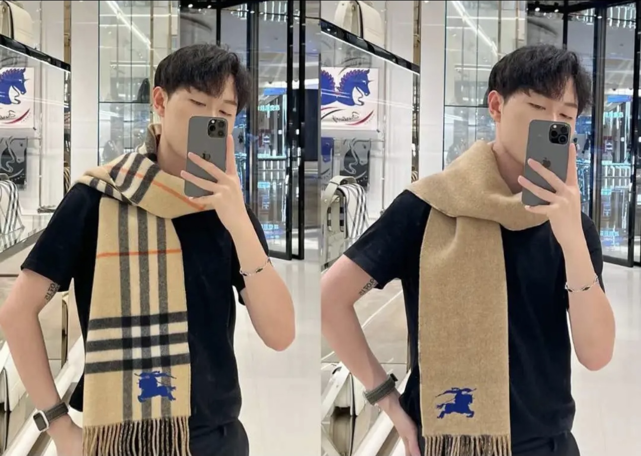 ❤️最新款 B双刺 双面刺绣➕印花➕提花 大密度双面羊绒格子围巾 超高难度工艺 绝非一般coPy能做 原