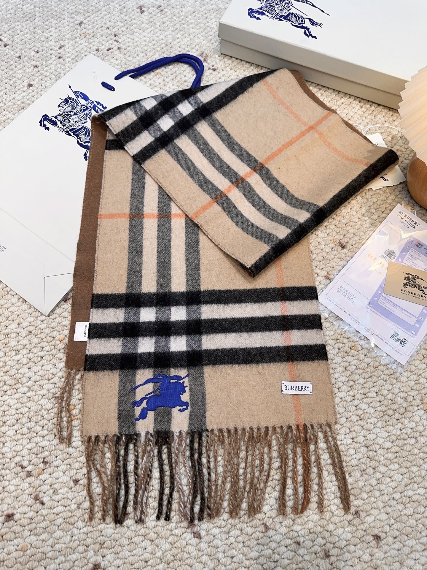 ❤️最新款 B双刺 双面刺绣➕印花➕提花 大密度双面羊绒格子围巾 超高难度工艺 绝非一般coPy能做 原