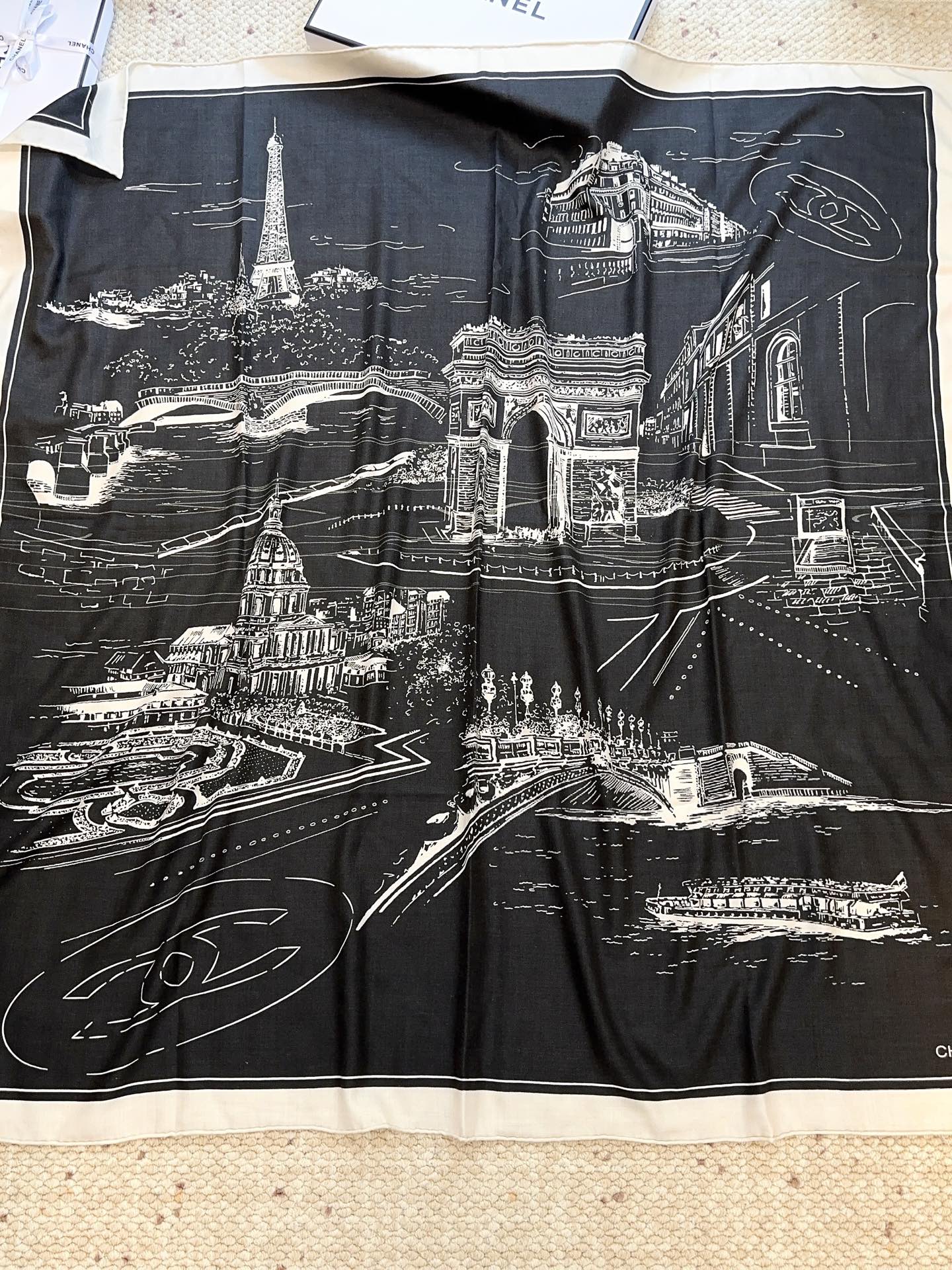 香奈儿上新❤️【Chanel】 经典茶花优雅Coco风，Chanel最新丝绒大方巾~气质到骨子里，香奶奶