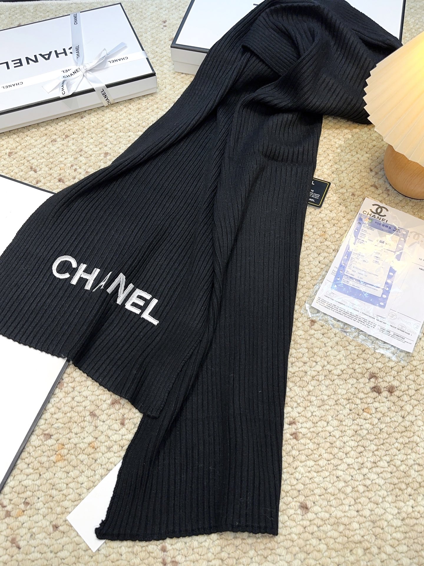 Chanel 特批100 秋冬新款香奈儿羊绒围巾 免代购级别 重工珠片 毛线双重刺绣 高级货 TA的高级与优雅