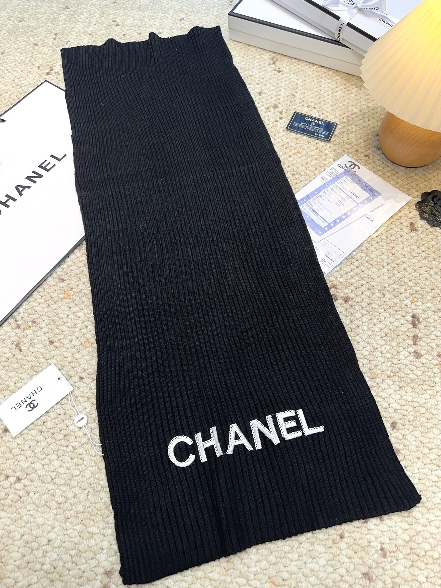 Chanel 特批100 秋冬新款香奈儿羊绒围巾 免代购级别 重工珠片 毛线双重刺绣 高级货 TA的高级与优雅