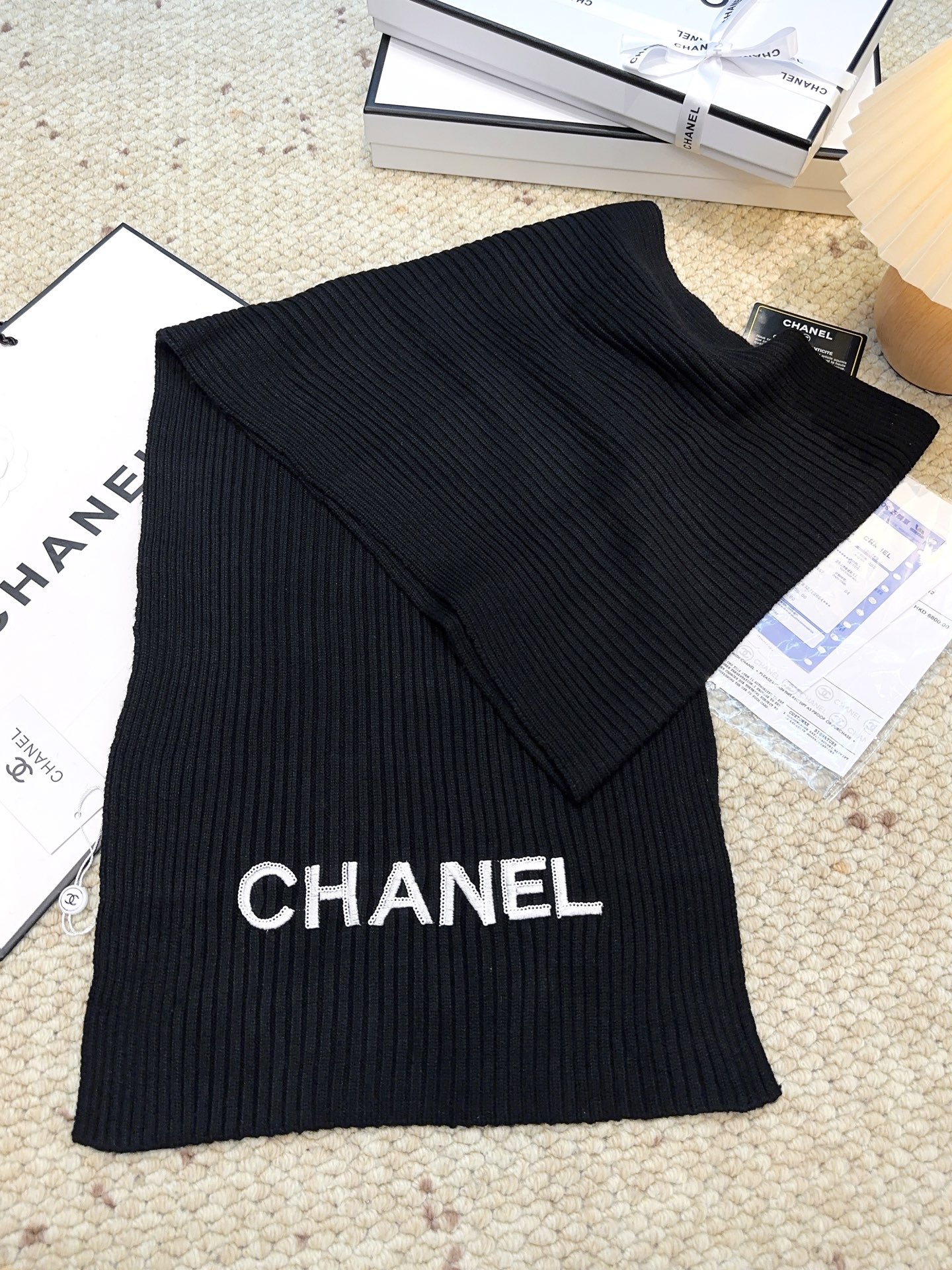 Chanel 特批100 秋冬新款香奈儿羊绒围巾 免代购级别 重工珠片 毛线双重刺绣 高级货 TA的高级与优雅