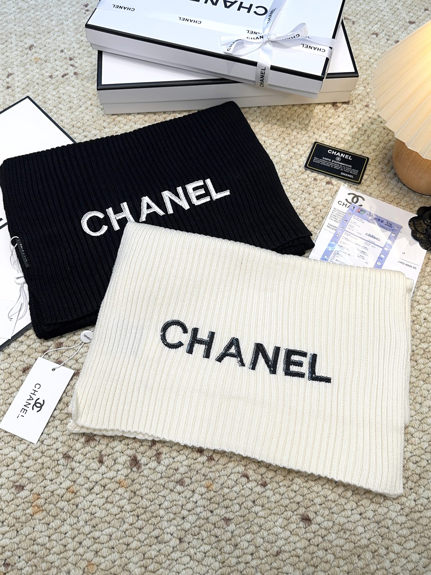 Chanel 特批100 秋冬新款香奈儿羊绒围巾 免代购级别 重工珠片 毛线双重刺绣 高级货 TA的高级与优雅