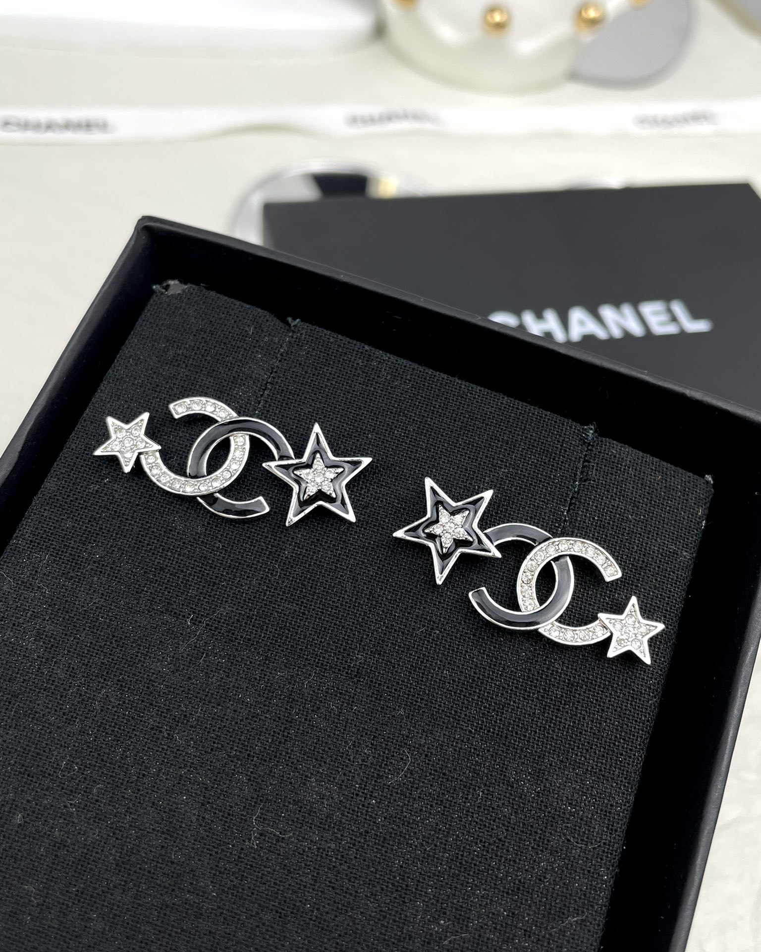 NO:101530,Ch@nel23K star enamel stud earrings, Chanel stud earrings, chanel19860909Ch@nel23K星星珐琅耳钉,香奈儿耳钉,chanel,Jewelry