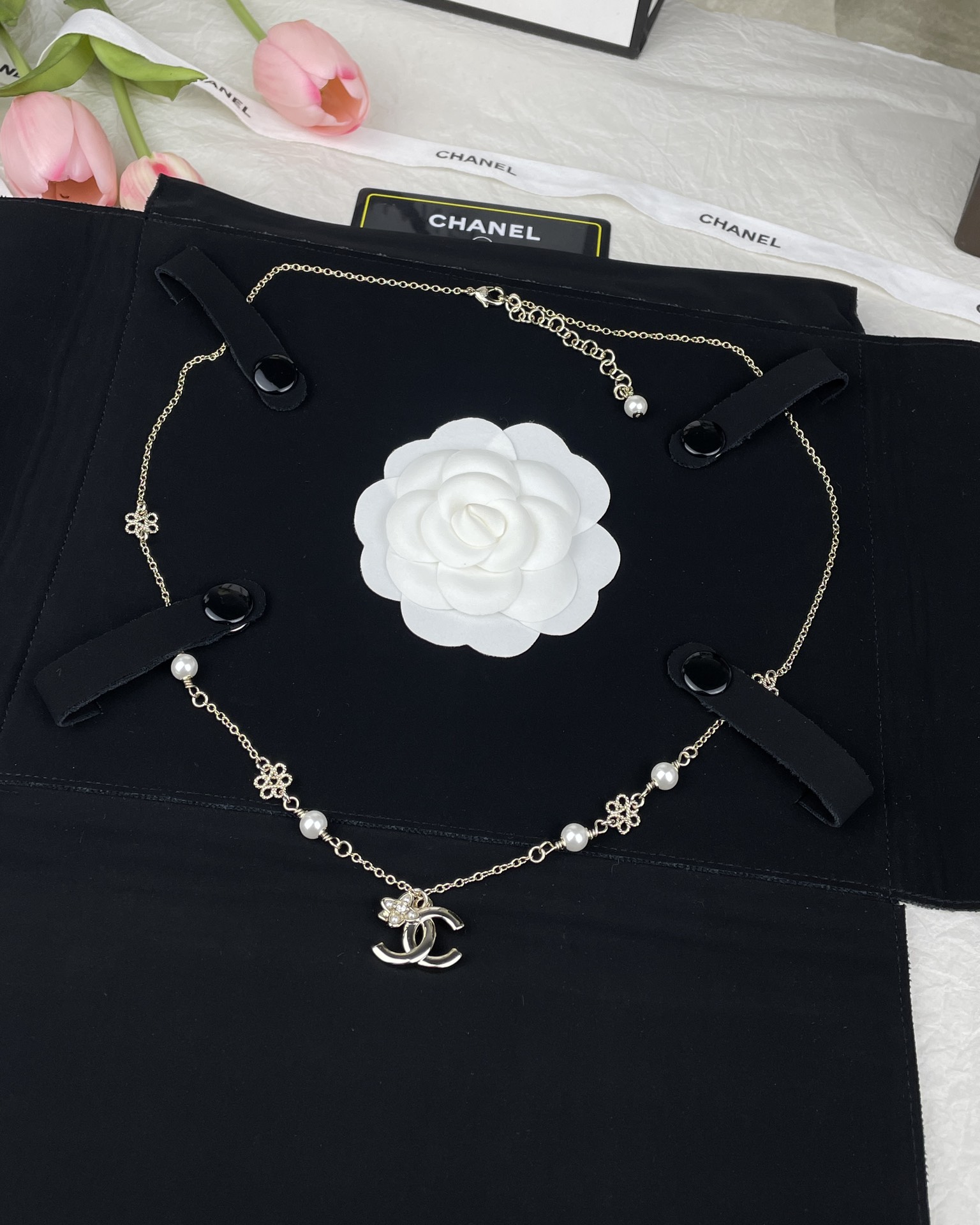 NO:100949,Xiaoxiang new style 23 small flowers flower double c necklace, Chanel necklace, chanel, necklace19860909小香新款23小花 花朵双c项链,香奈儿项链,chanel,necklace,Jewelry