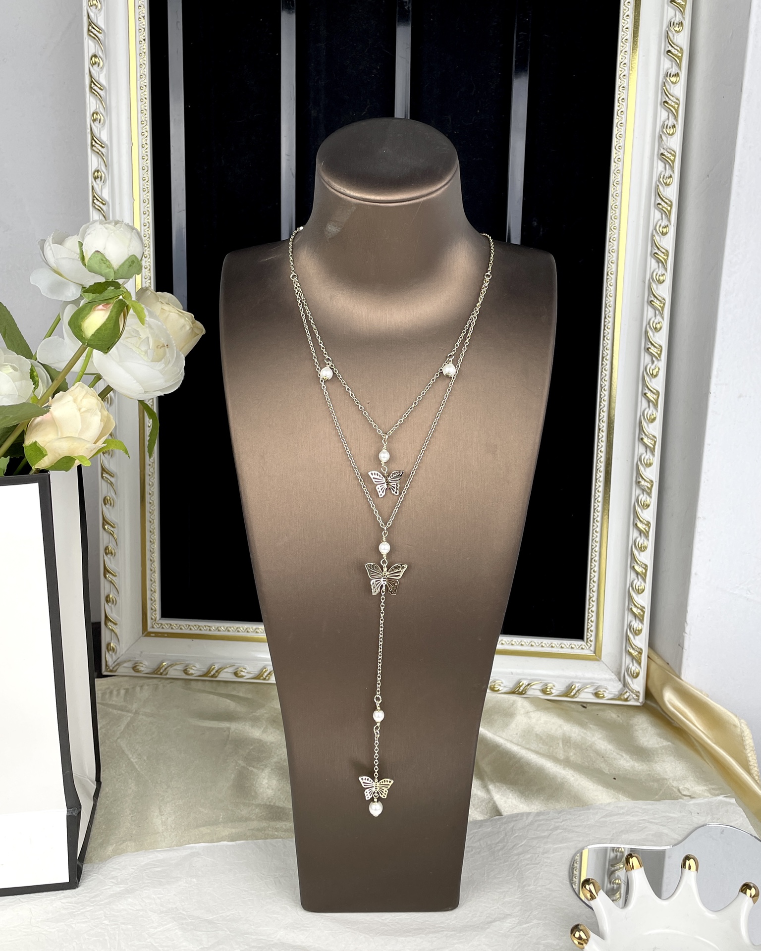 NO:101788,Dijia new style butterfly series elements double-layer long necklace, Dior necklace, dior, dior, necklace19860909迪家新款 蝴蝶系列元素 双层长款项链,Dior项链,dior,dior,necklace,Jewelry