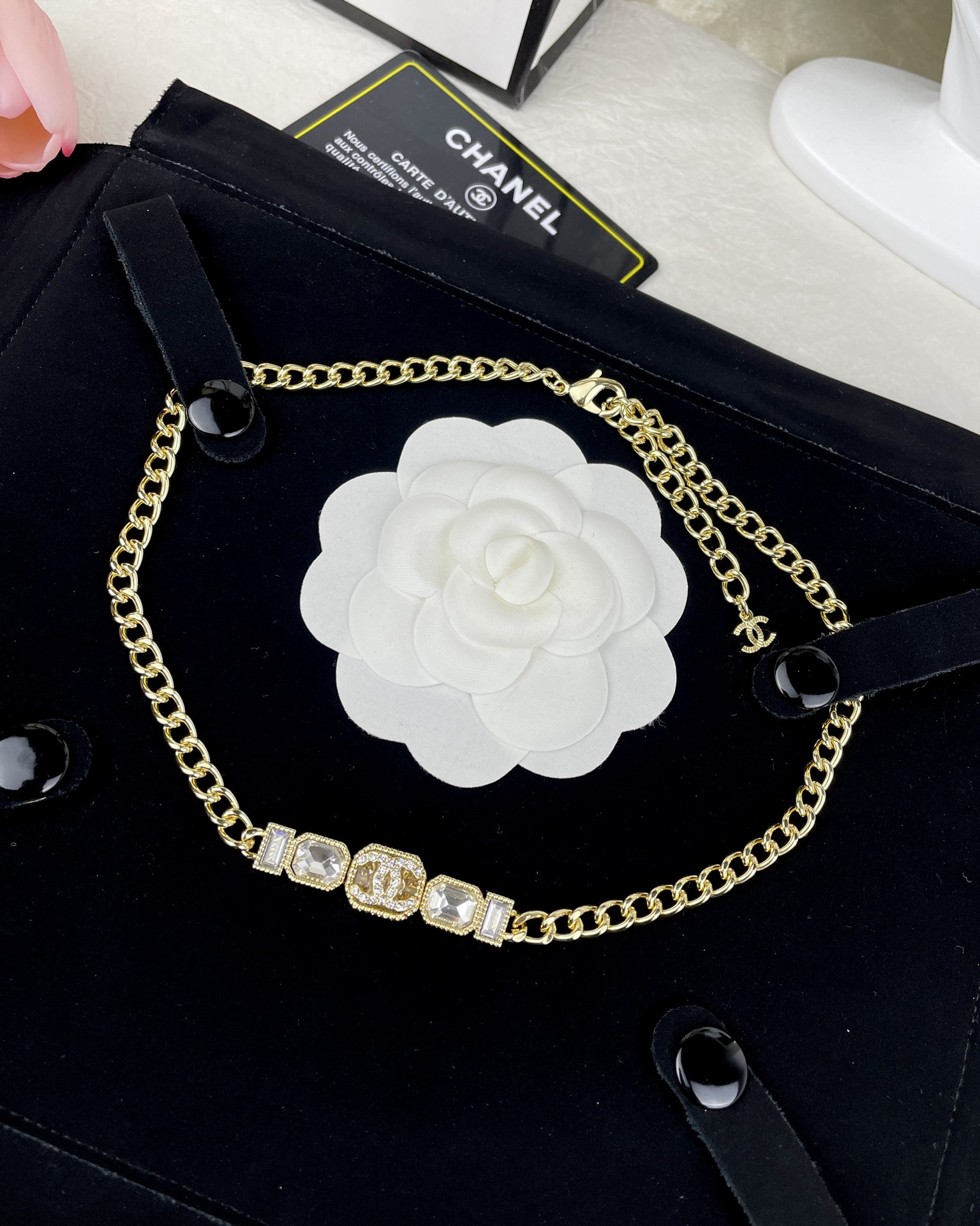 NO:100933,CHANE Xiaoxiang 24 new yellow sugar cube zircon rhinestone necklace, Chanel necklace, chanel, chanel, necklace19860909CHANE 小香 24新款 黄色方糖锆石水钻项链,香奈儿项链,chanel,chanel,necklace,Jewelry