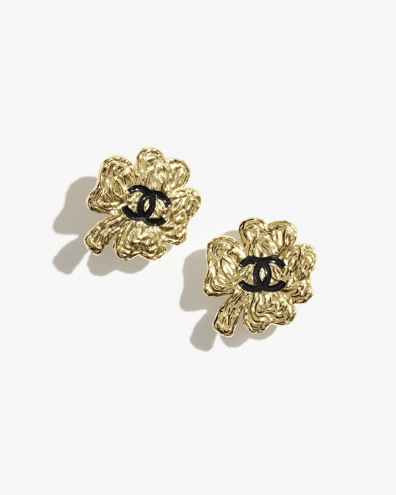 NO:101178,Chanel Lava Textured Four-leaf C, Chanel Earrings, Chanel, Chanel19860909Chanel 熔岩肌理四叶草双c,香奈儿耳钉,chanel,chanel,Jewelry