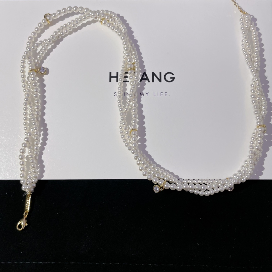 【【HF麻花珍珠项链】Z 1690，绝美三层缠绕编织珍珠项链🌸！超级精致的一款珍珠项链！新年独家必备😍三